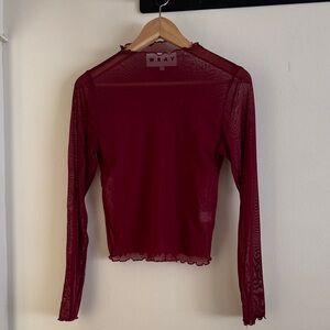Wray Maya Tee Burgundy Sheer Long Sleeve Blouse